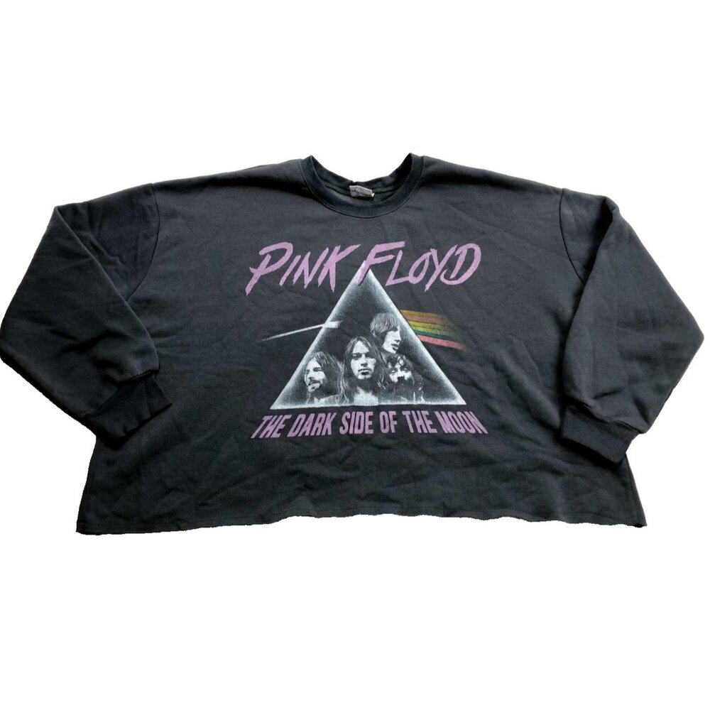 PINK FLOYD CROP TOP SWEATER Size 2XL Gray Woman Stretch Music Band
